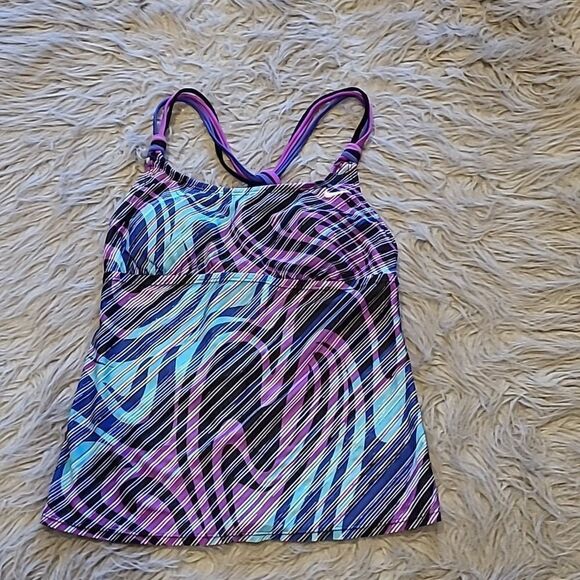 Nike women's purple, blue and black tankini swimsuit top size 8‎ - Picture 1 of 5